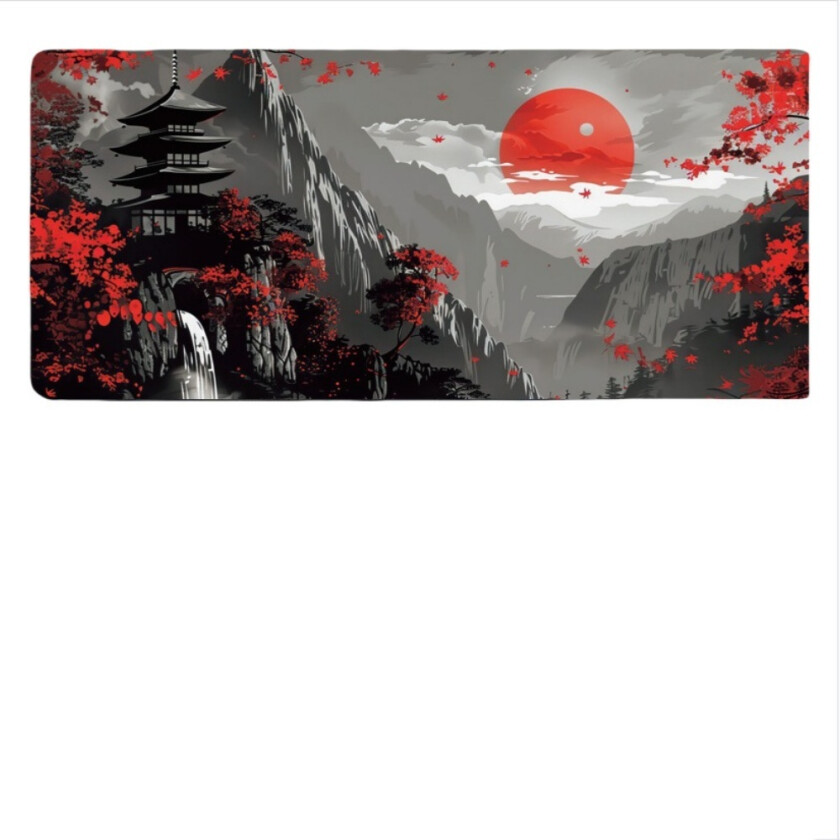 Japansk blekkmaleri musematte, sklisikker kantlås datamaskin tastaturmatte for hjemme, internettkafé og kontorbruk L
