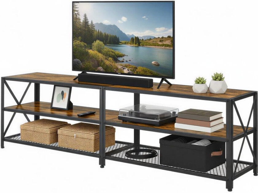 TV-benk, 178x39x52 cm, Brun-Svart