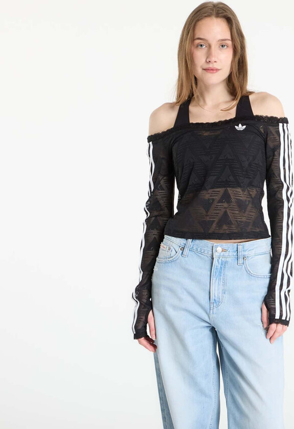 Topp adidas Lace Bardot Top Black XS