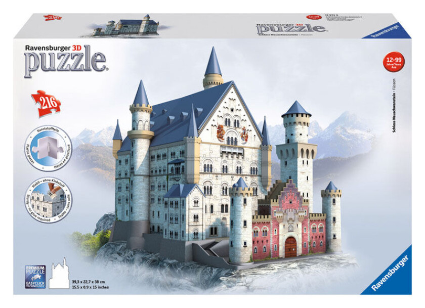 3d Puslespill 216 Brikker - Neuschwanstein Slott