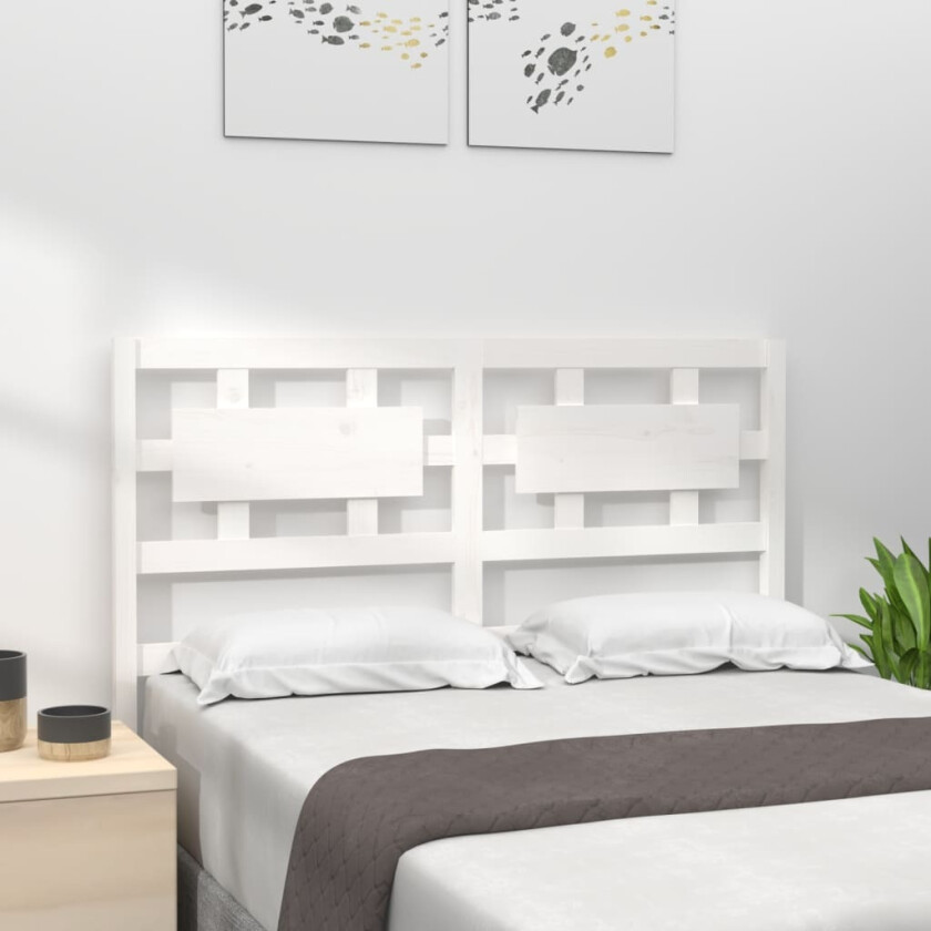 Bilde av Sengegavl hvit 125,5x4x100 cm heltre furu