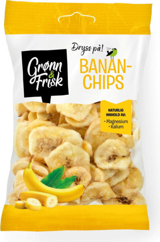 Bananchips Søte og sprø bananchips! Perfekt som snacks eller som topping på kornblanding, salater eller smoothie bowls.
