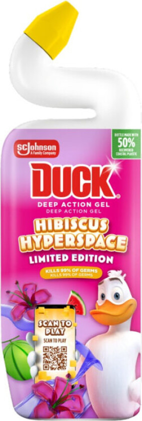Action Wc-Gel Limited edition WC-gel i duften Hibiscus Huperspace. Fresh rosa farge som skiller seg ut på hyllen med en frisk duft.