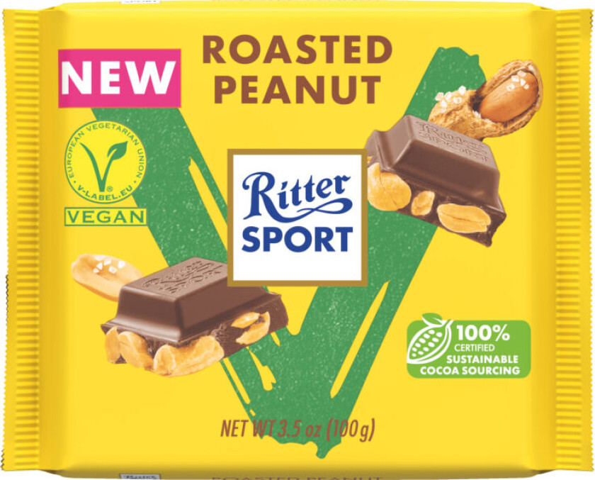 Ritter Sport Ritters veganske sjokolade er laget av få, høykvalitets ingredienser og smaker like godt som våre andre varianter. En smakskombinasjon av sjokolade og ristede peanøtter.