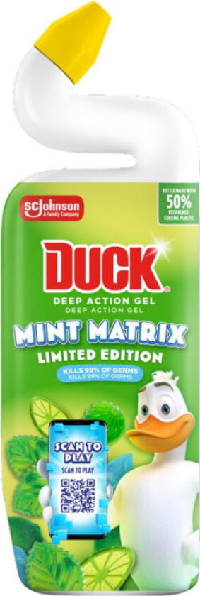 Active Wc-Gel Flytende WC-gel i Limited Edition med duften Mint Matrix. Grønt og fresh design som skiller seg ut på hyllen.