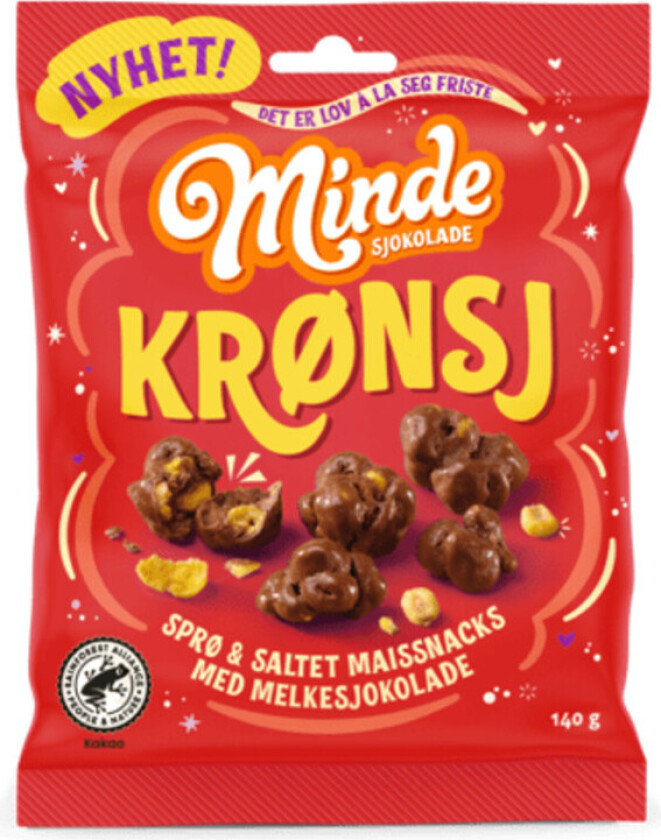 Krønsj Salte sprø maiskjerner dekket med melkesjokolade