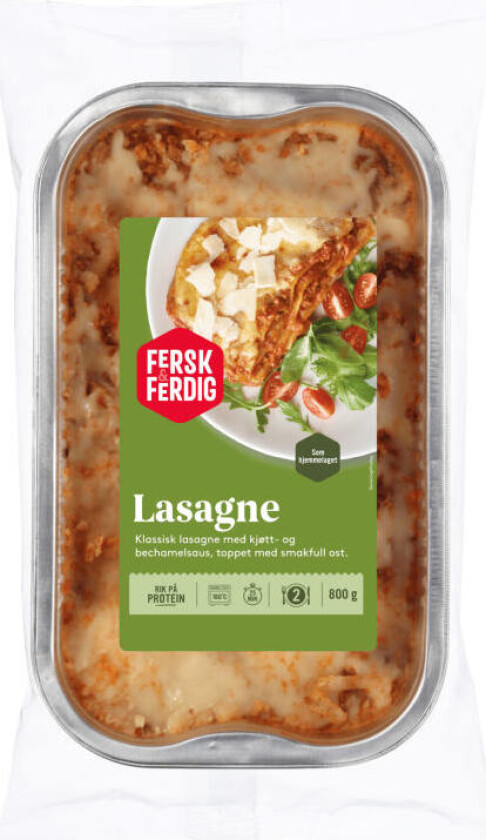 Lasagne Klassisk lasagne med kjøtt- og bechamelsaus, toppet med smakfull ost.