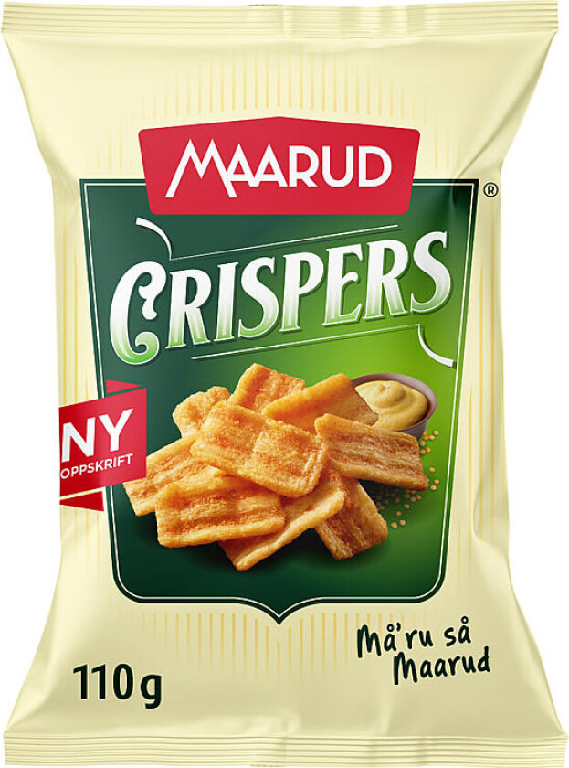 Crispers Crispers er sprø maissnacks med smak av bacon og fransk sennep.