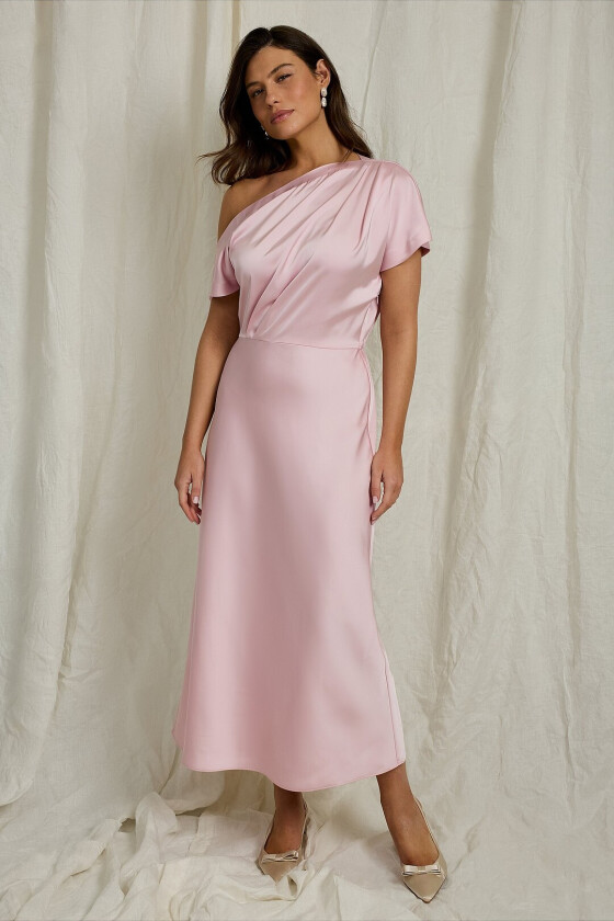 Drapert maxikjole i sateng - Rosa