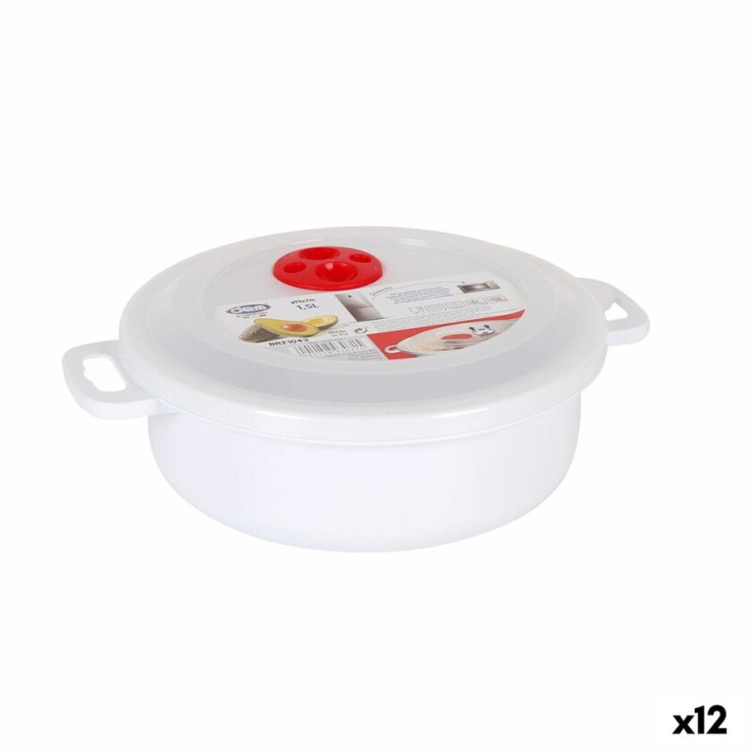 Matboks med lokk for mikrobølgeovn Dem 1,5 L (12 kvantitet)