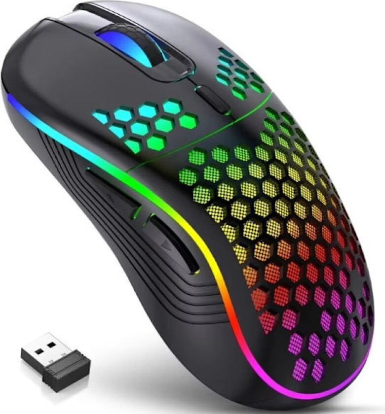 2.4G Trådløs Lading Glødende Mus - Justerbar DPI, Ergonomisk Design, Kompatibel med Windows og MAC Black
