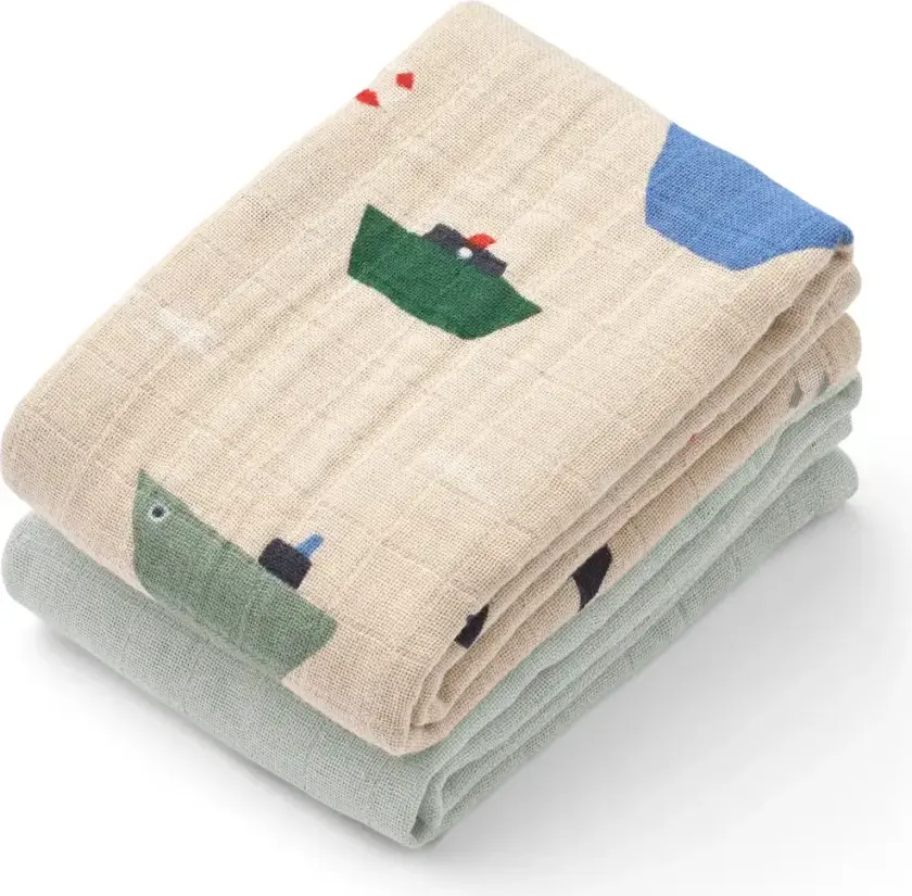 Bilde av Lewis muslinpledd 2-pakning 65x65 cm Sailing-dove blue mix