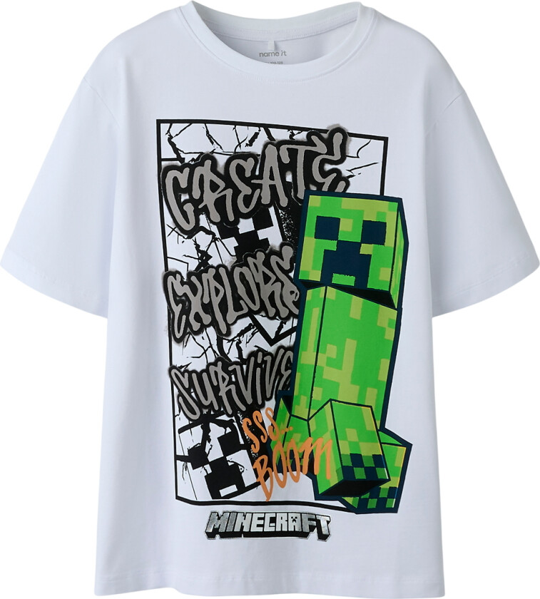 T-skjorte - NkmMase - Minecraft - Hvit - - 9-10 år (134-140) - T-skjorte