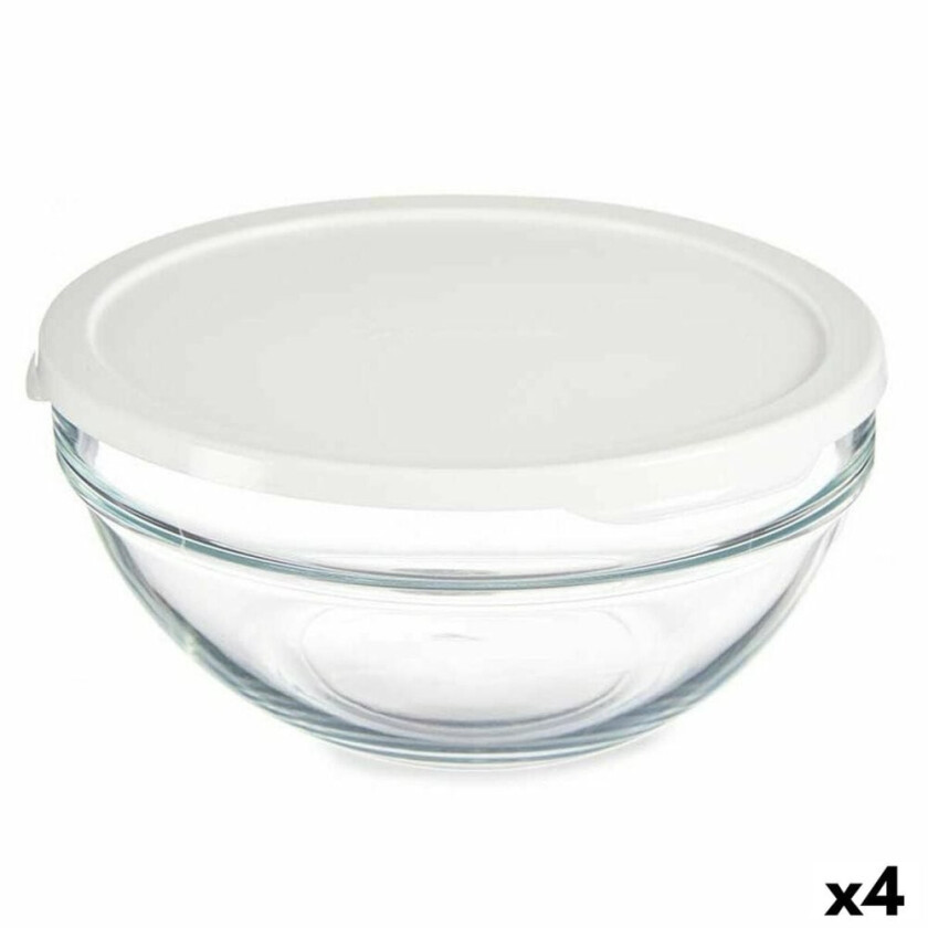 Rund matboks med lokk Chefs White 1,7 L 21 x 9 x 21 cm (4 enheter)