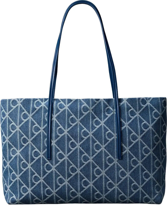 Emblem Aop Denim Tote W/ Pouch - Blue - ONE SIZE
