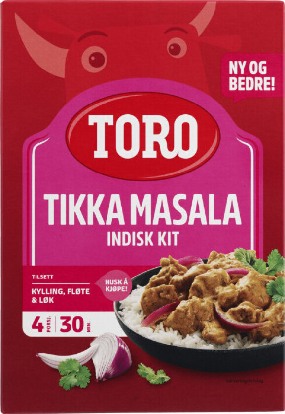 Tikka Masala Tikka Masala er en av de mest populære smakene fra det indiske kjøkken. Masala sausen har smak av tomat, yoghurt og koriander. Inneholder ris, toppkrydder, kokosmelk og miks for saus