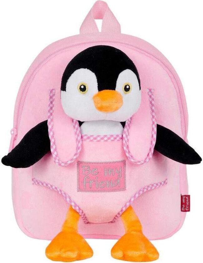 Peggie Penguin vendbar ryggsekk med plysjleker 27 cm