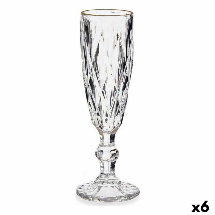 Champagneglass Diamond Golden Transparent Glass 170 ml (6 kvantitet)