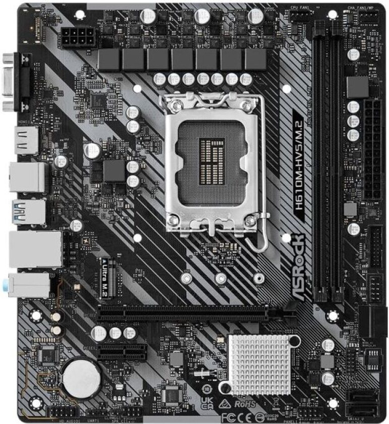 H610M-HVS/M.2 R2.0 - Hovedkort - mikro ATX - LGA1700-sokkel - H610 Chipset - USB 3.2 Gen 1 - Gigabit LAN - innbygd grafikk (CPU kreves) - HD-l