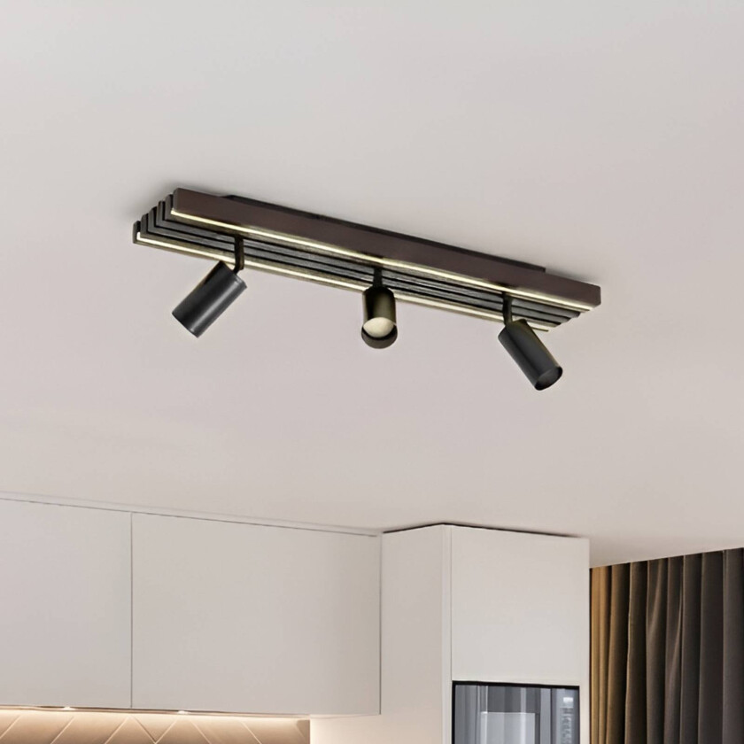 Lucande LED-downlight Tiron, 3 lyskilder, 70 cm, eik