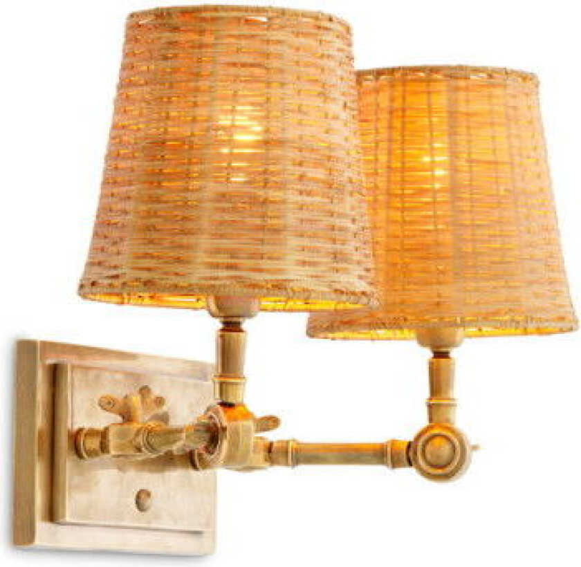 Wentworth vegglampe dobbel messing/rotting