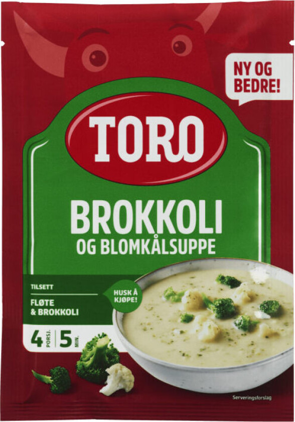 Brokkoli & Blomkål Blomkål- og Brokkolisuppe er en kremet suppe med biter av blomkål og brokkoli. God som den er, eller med ekstra blomkål- og brokkolibuketter. Lett å like, lett å lage.