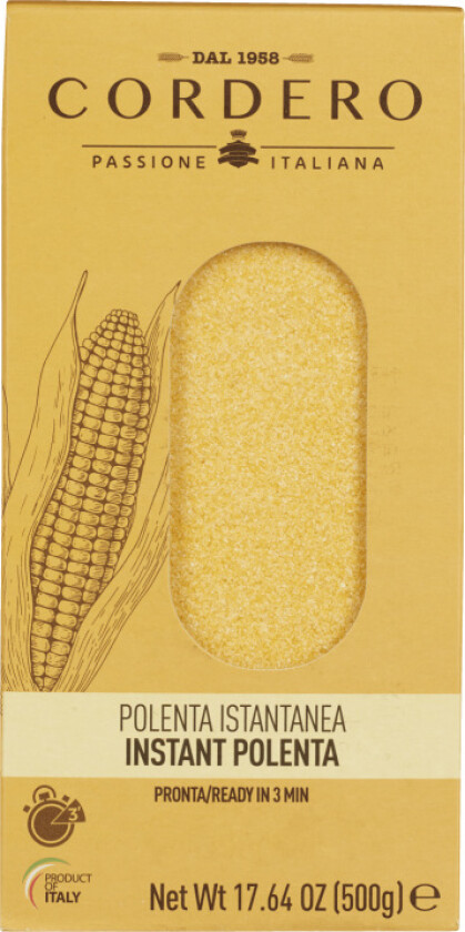 Polenta Instant Polenta er en italiensk spesialitet, som kan erstatte poteter og ris. Smaken av Polenta er mild, med ett lite hint av mais. Polenta har enn har en gyllengul farge.