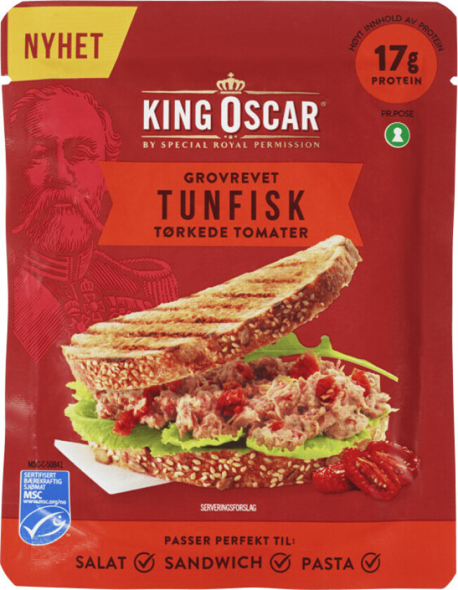 Tunfisk Tomat Smakfull og proteinrik grovrevet tunfisk med tørket tomat. Passer perfekt til salat, sandwich og pasta.