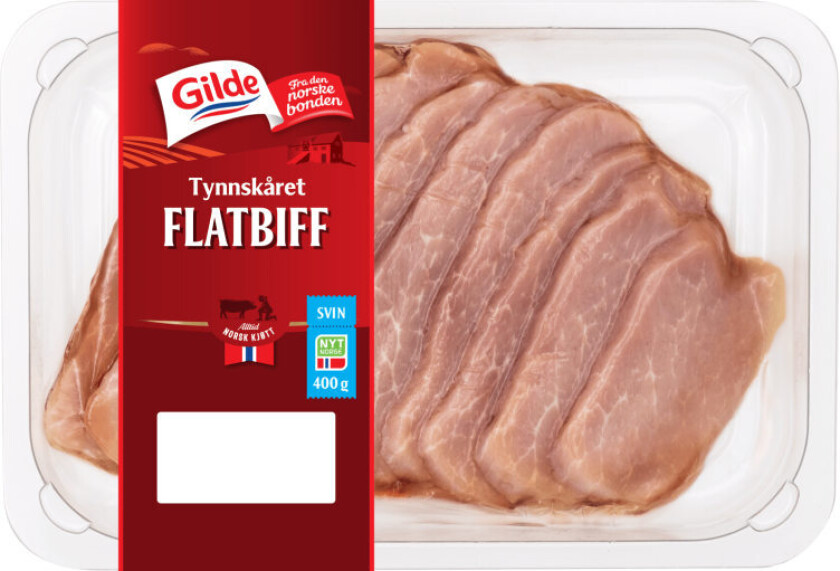 Svinebiff Mør og saftig svinebiff skåret i tynne skiver.