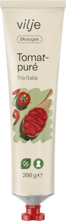 Tomatpure Fyldig puré laget av økologiske, solmodne italienske tomater. Praktisk tube som gjør det enkelt å dosere og holde frisk smak til sauser, gryter og pastaretter.