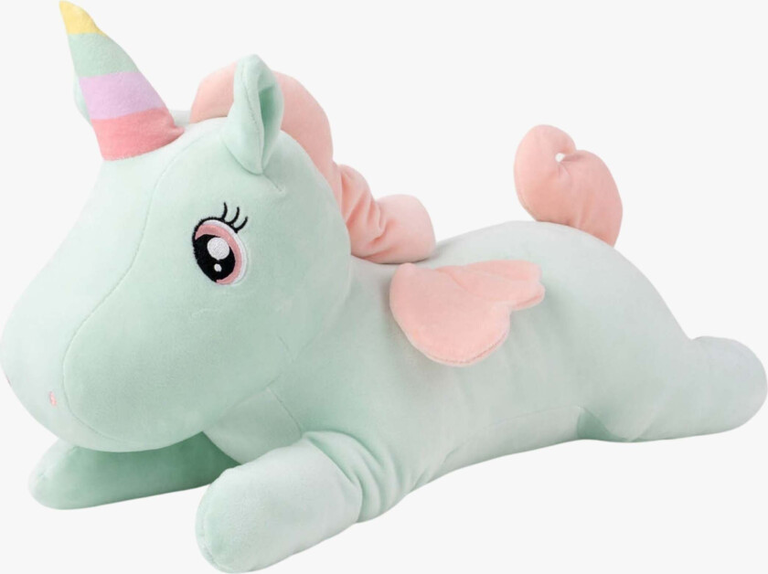 Kosedyr Liggende Enhjørning 52 cm, Grønn - Kosedyr