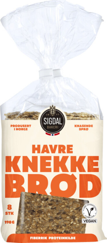 Havreknekkebrød Dette knekkebrødet har en rund og mild smak av havre, kombinert med sin karakteristiske sprøhet. Et allsidig knekkebrød som fungerer til både frokost, lunsj og kveldsmat.