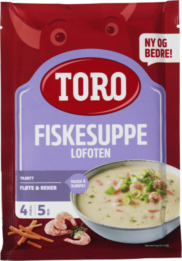 Fiskesuppe Lofoten Fiskesuppe er en klassisk fiskesuppe som inneholder blant annet reker, gulrot og potet. Smak til med sitronsaft for mer smak. Lett å like, lett å lage.