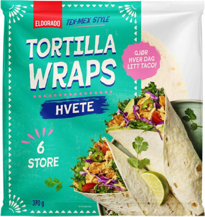 Tortilla Wraps Store, myke hvetetortillas. Bruk de til taco, wraps og andre retter. Perfekt til tacofest!
