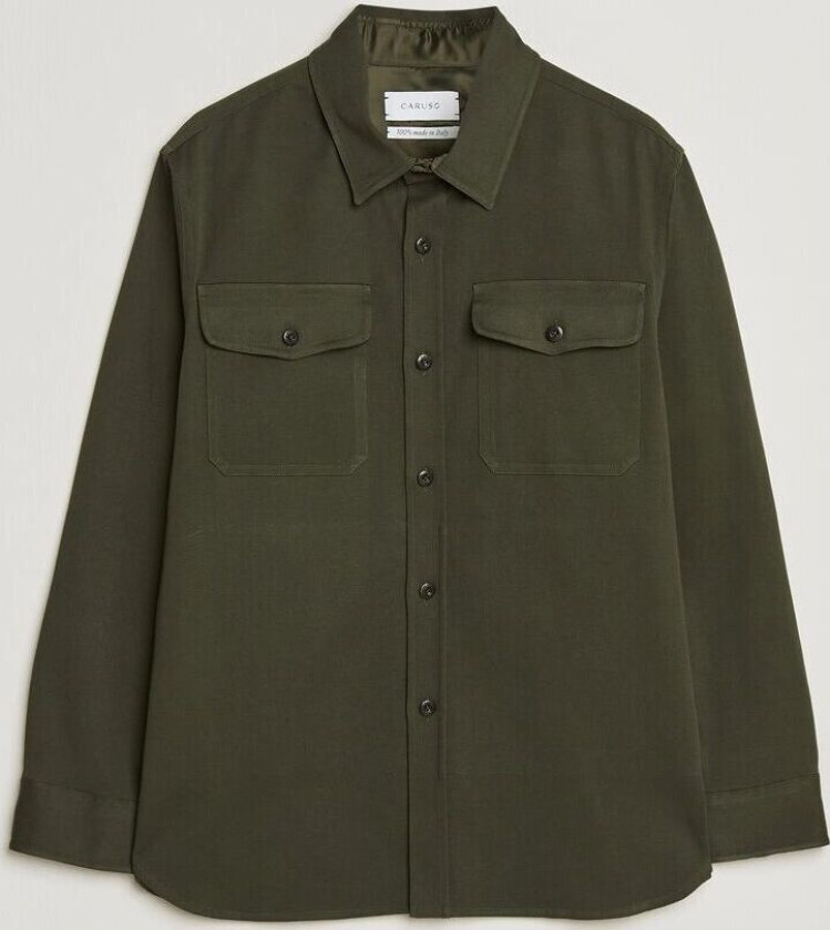 Twill Cotton Overshirt Dark Green