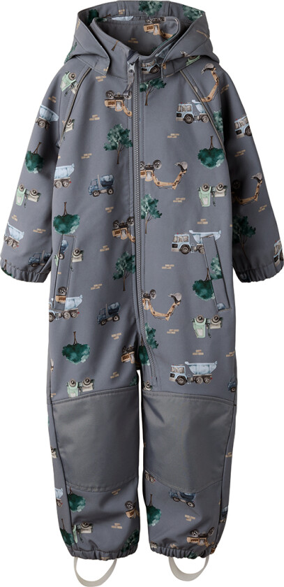 Softshell Dress - Noos - AOP - NmmAlfa - Flint Stone/Wor - - 2 år (92) - Softshell