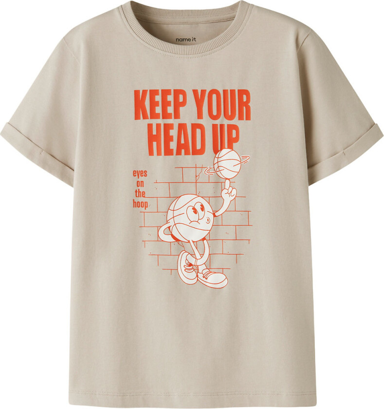 T-skjorte - NkmVux - Chateau Gray/Head Opp - - 6 år (116) - T-skjorte