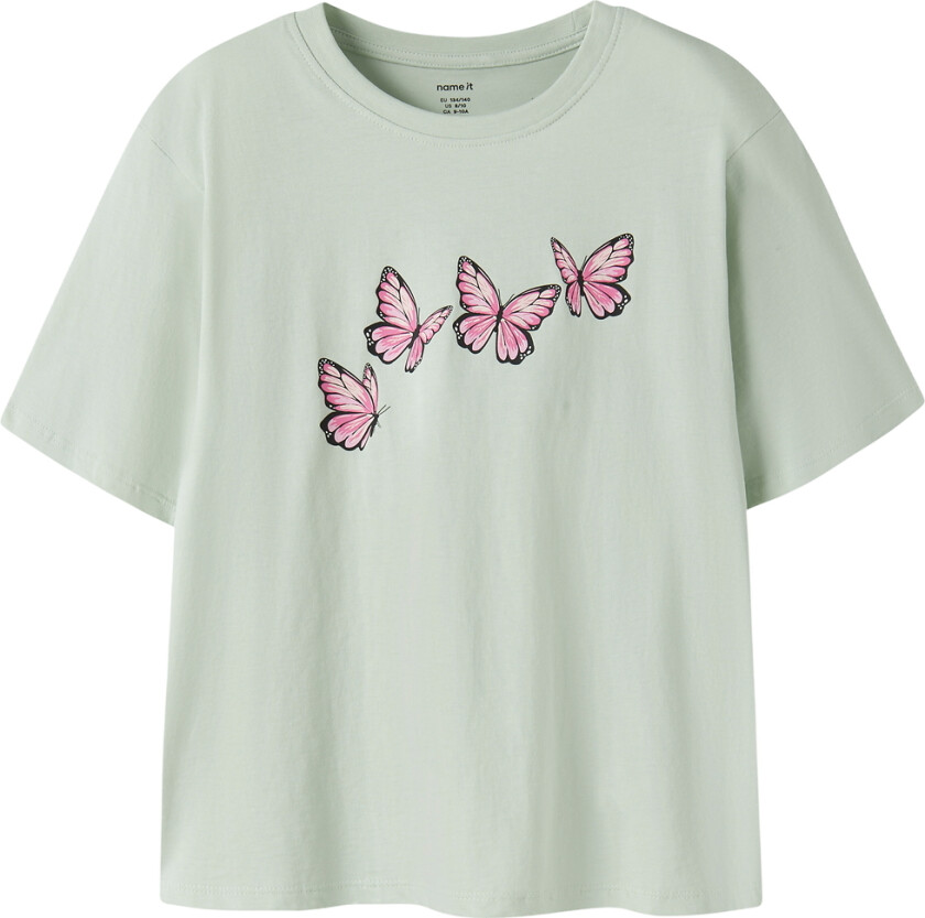 T-skjorte - NkfVelda - Pale Aqua/Sløyfe - - 11-12 år (146-152) - T-skjorte