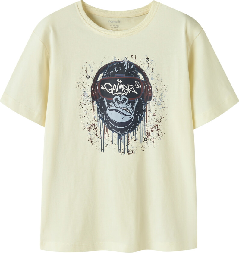 T-skjorte - NkmVictor - Pear Sorbet/Monkey Spiller - - 11-12 år (146-152) - T-skjorte