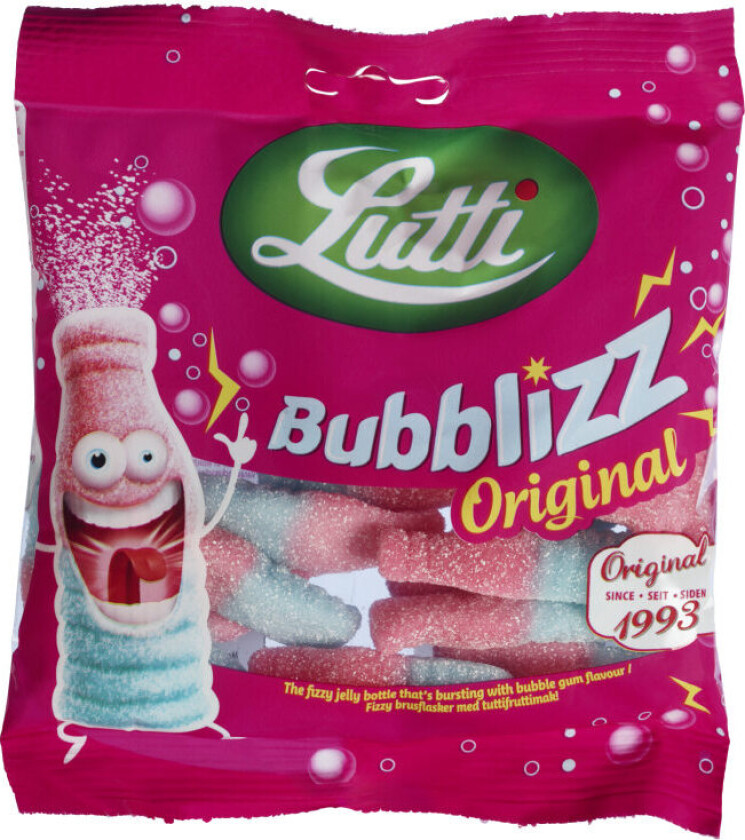 Bubblizz Bubblizz er de originale rosa og blå brusflaskene. Fizzy/sur overflate og søte inni.