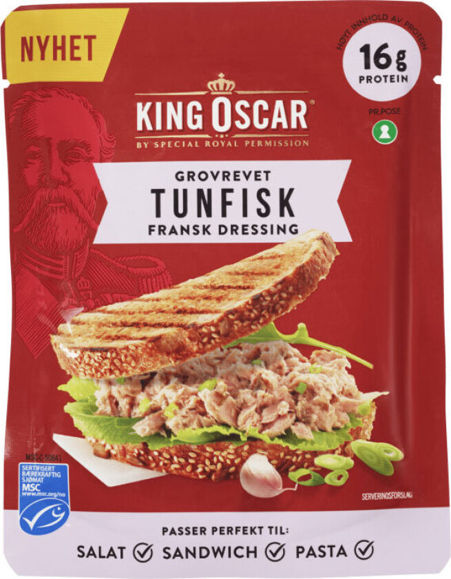 Fransk Dressing Smakfull og proteinrik grovrevet tunfisk med fransk dressing. Passer perfekt til salat, sandwich og pasta.