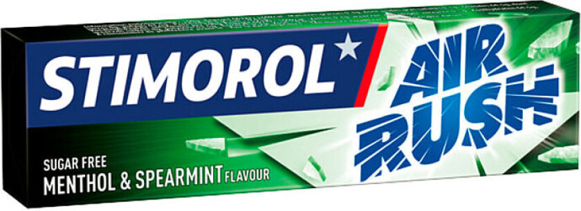 Air Rush Spearmint gir en intens og langvarig spearmintsmak. Den sukkerfrie tyggegummien gir et øyeblikkelig rush av friskhet og holder pusten ren og behagelig!