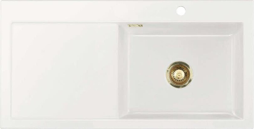 Mera 100SL kjøkkenvask, 97x48 cm, hvit/krom