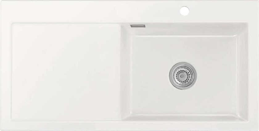 LAVABO MERA 100 SL KERAMIKK KJØKKENVASK HVIT M/KROM BUNNVENTIL