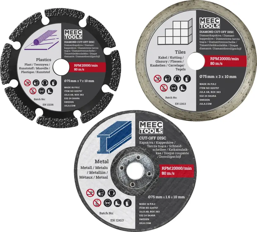 Kappeskiver Tre deler Ø75 mm