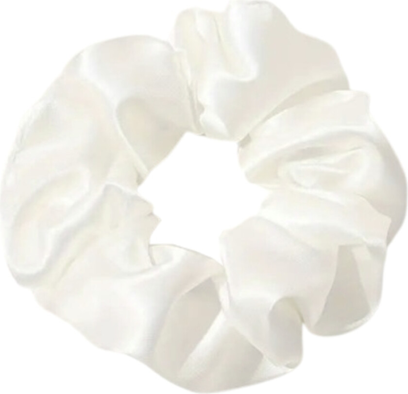 Hårbånd - Scrunchie - Sateng - 9 cm - Hvit