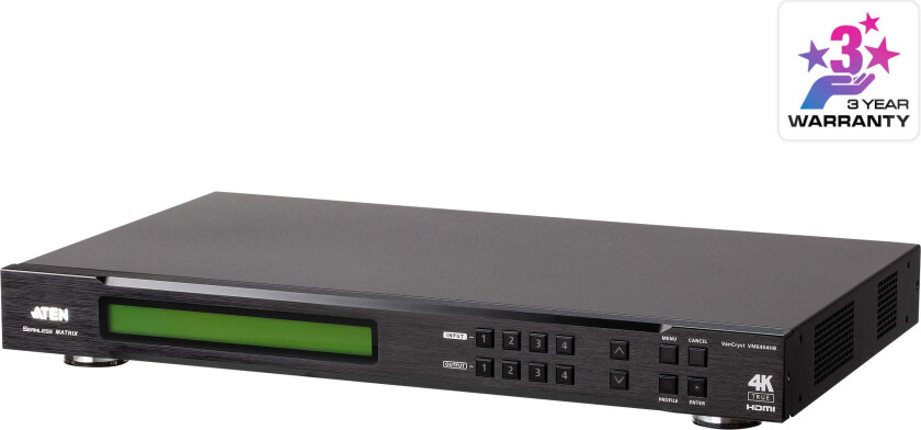 VanCryst VM6404HB 4x4 True 4K HDMI Matrix Switch With Scaler 1U