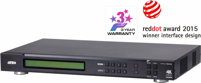 N VanCryst VM0404HB 4 x 4 True 4K HDMI Matrix Switch - Video/audio switch - desktop, rack-mountable