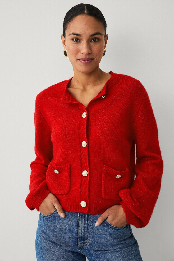 Cardigan med gullknapper - Rød