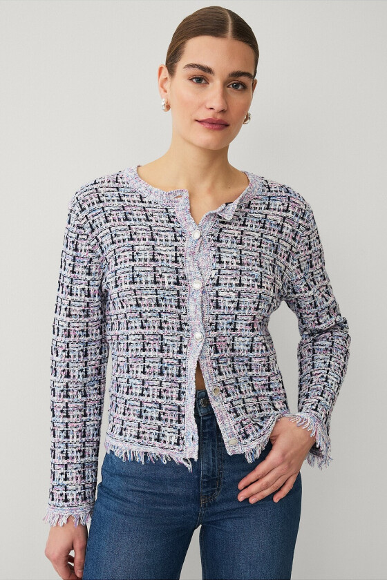 Strukturstrikket kardigan - Blå